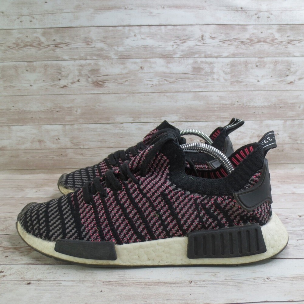 Adidas Shoes Mens 9.5 Black Pink NMD R1 STLT Slip On Running Boost*